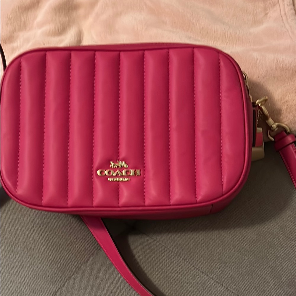 Coach Pink Crossbody Bag with Quilted Design